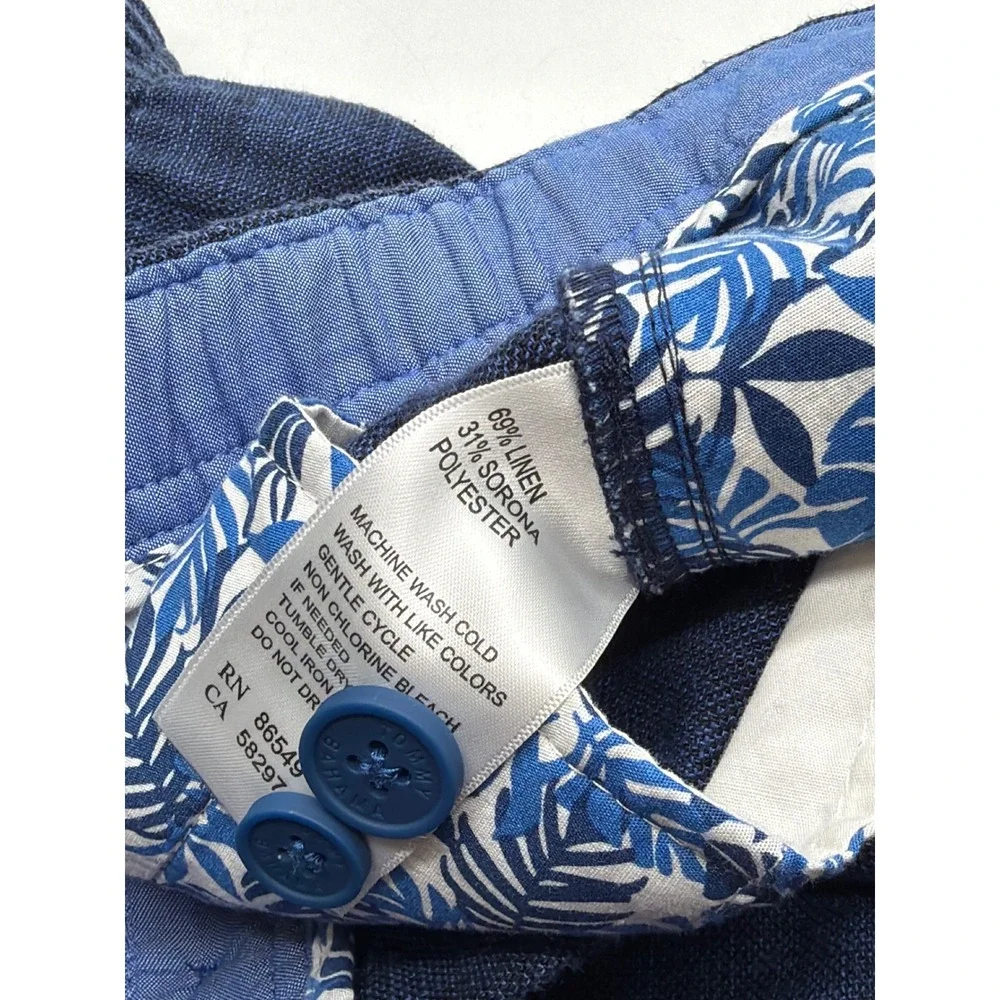 Tommy Bahama Mens Blue Linen Blend Relaxed Coastal Pants Size Medium 32x28